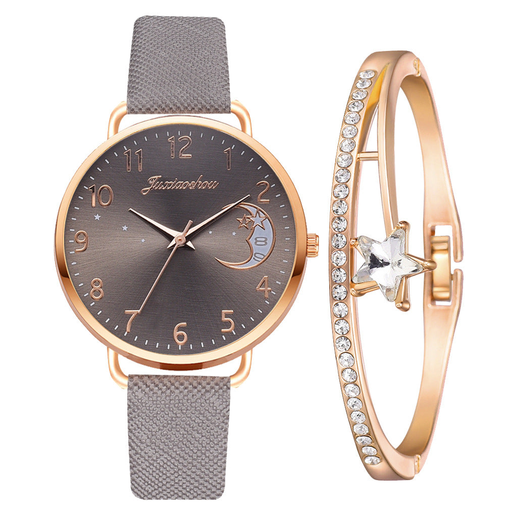 Montre à Quartz motif lune pour femmes avec un bracelet cadran